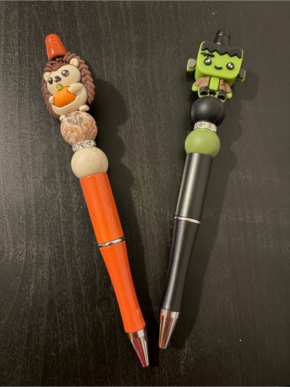 Halloween Character Pen Set - Orange Hedgehog & Green Frankenstein